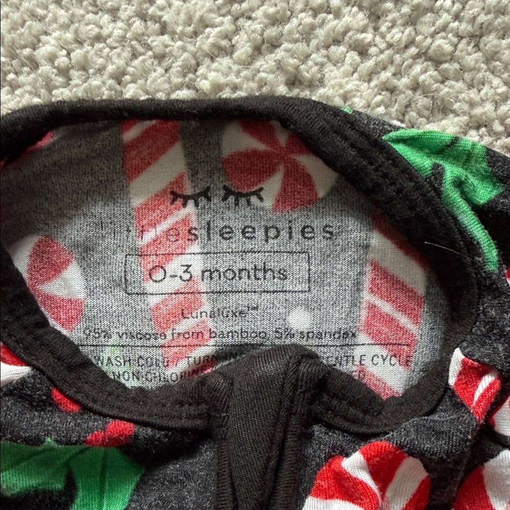 Little Sleepies Festive Candy Cane and Holly Footie - Picture 2 of 4